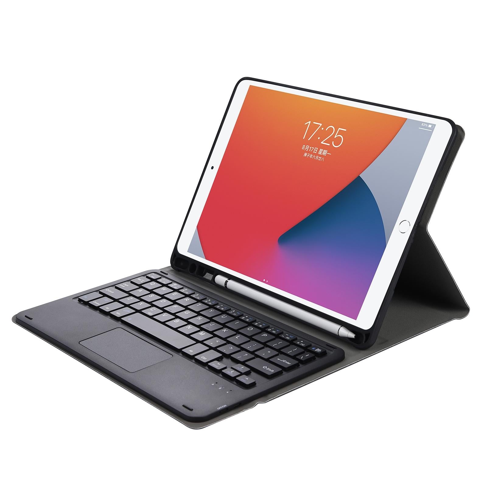 V562-F205893200ADE-202504292005-11 Bluetooth Keyboard Leather Case For Ipad Pro 10.5 With Touch Control - Lambskin Texture Compatible With 10.2 2021 & 2020 & 2019 / Air 3 - Pink - Image 12
