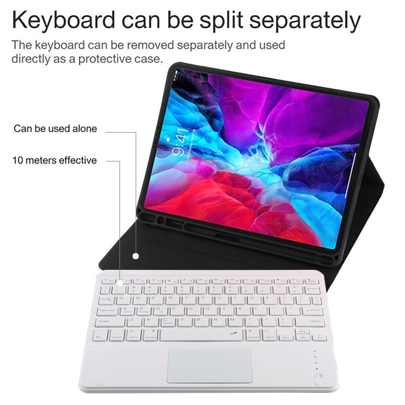 V562-F2415ORPI-202504291840-08 Bluetooth Tablet Case For Ipad Pro 11 With Touchpad & Pen Slot - Detachable Microfiber Leather - Pink - Image 9