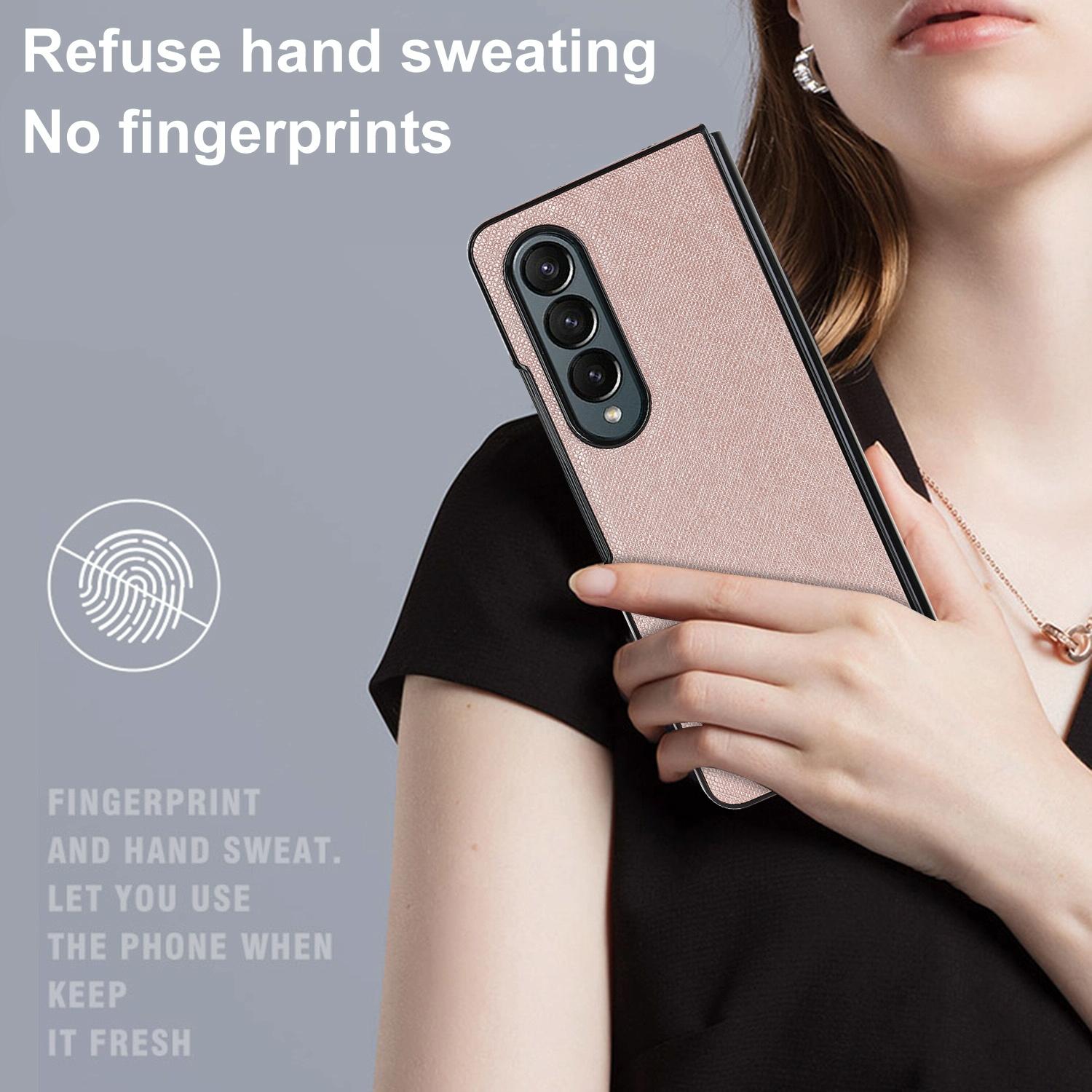 V562-F306672600ADE-202505061706-14 For Samsung Galaxy Z Fold4 5G Foldable Cross Pattern Phone Case - Compact Design - Brown - Image 15