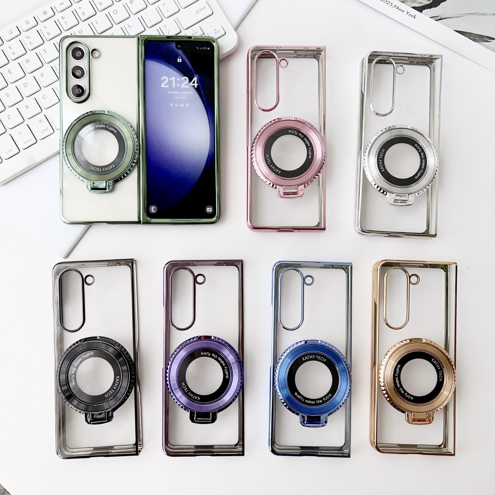 V562-F508093600ADE-202504292100-06 For Samsung Galaxy z Fold4 5G Shockproof Magsafe Holder for Rotating Plating Phone Case - Purple - Image 7