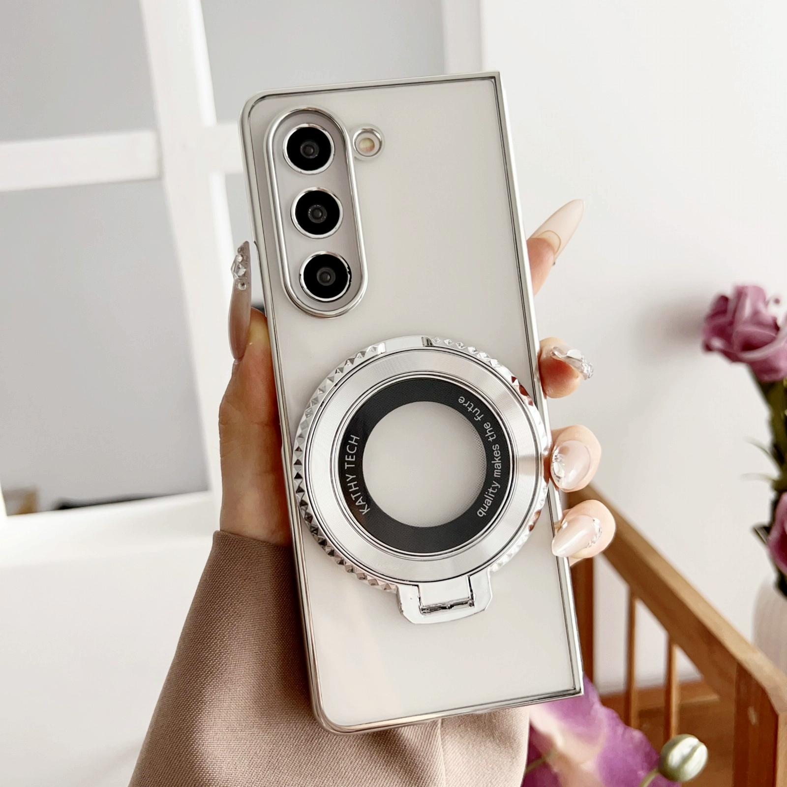 V562-F508093600ADE-202504292100-07 For Samsung Galaxy z Fold4 5G Shockproof Magsafe Holder for Rotating Plating Phone Case - Purple - Image 8