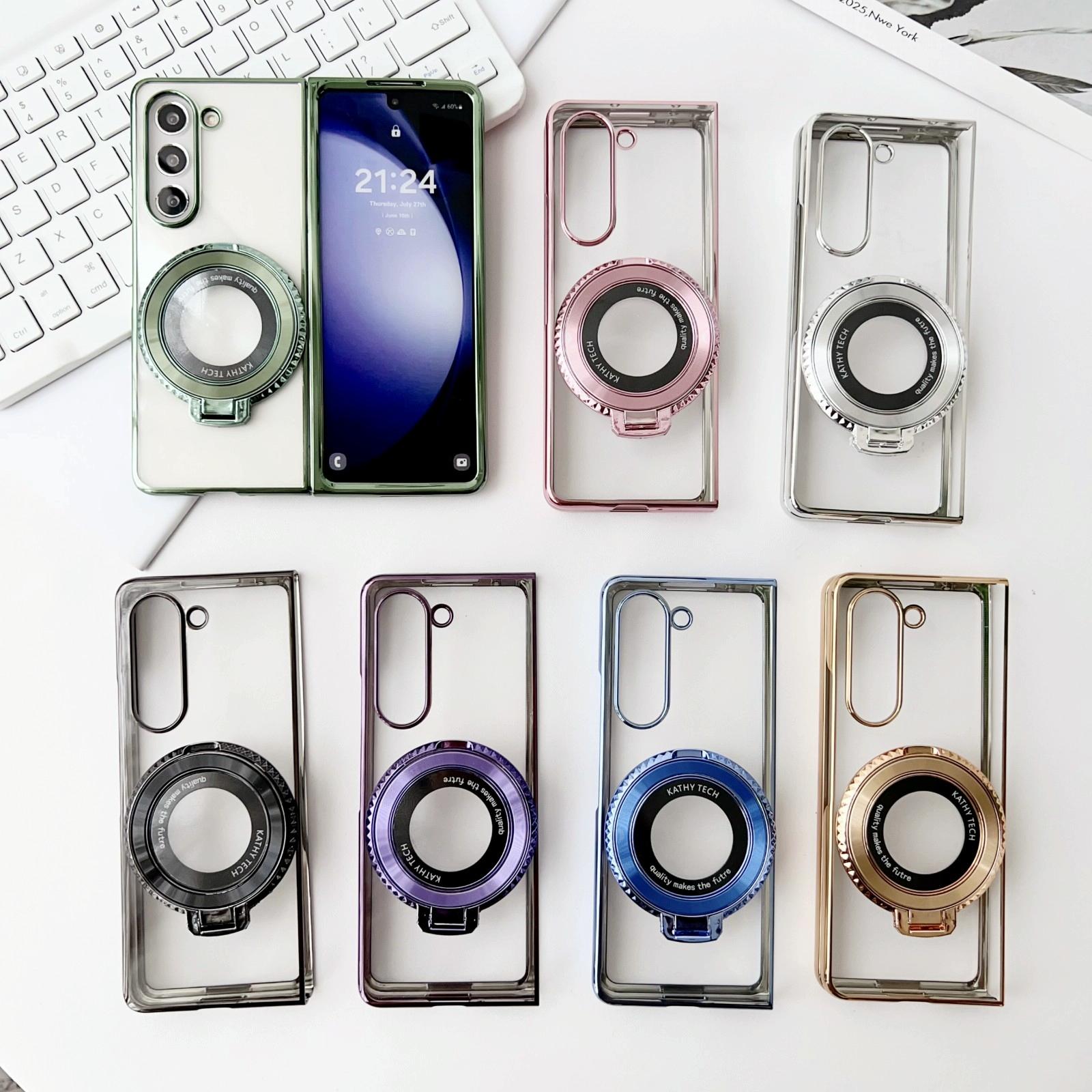 V562-F508093600ADE-202504292100-12 For Samsung Galaxy z Fold4 5G Shockproof Magsafe Holder for Rotating Plating Phone Case - Purple - Image 13