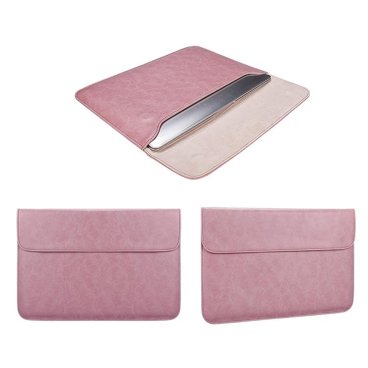 V562-F8900BL-202504022101-05 Horizontal Magnetic Leather Laptop Inner Bag - Invisible Buckle - Pink - Image 6