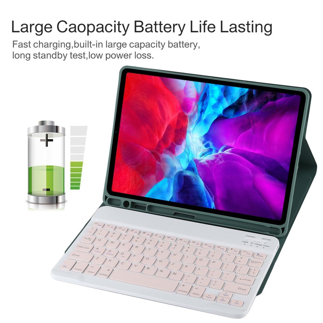 V562-G1105ORPI-202504291912-06 Bluetooth Tablet Case For Ipad Pro 11 With Detachable Microfiber Leather Pen Slot & Holder - Green - Image 7