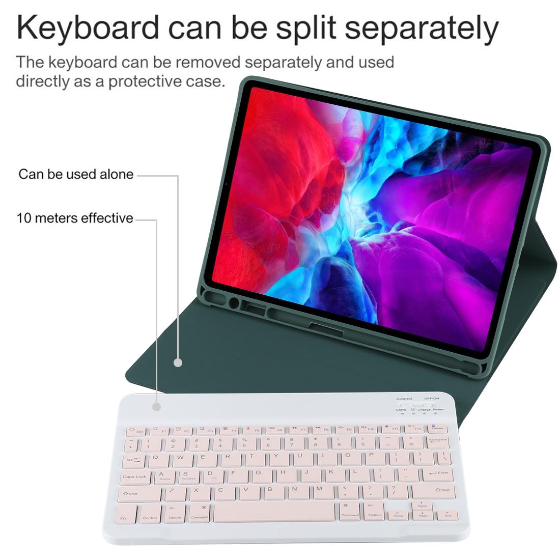 V562-G1105ORPI-202504291912-08 Bluetooth Tablet Case For Ipad Pro 11 With Detachable Microfiber Leather Pen Slot & Holder - Green - Image 9