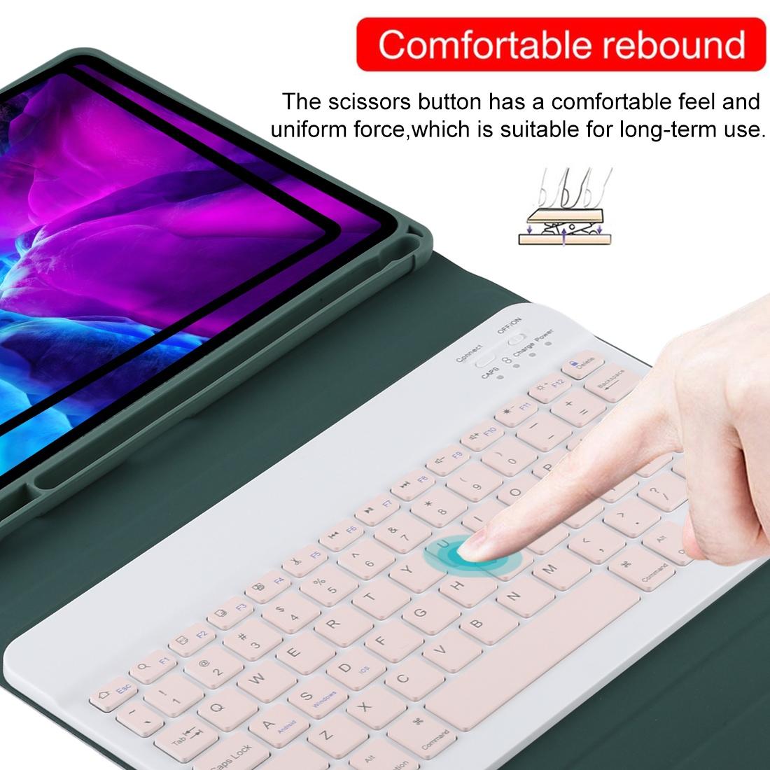 V562-G1105ORPI-202504291912-09 Bluetooth Tablet Case For Ipad Pro 11 With Detachable Microfiber Leather Pen Slot & Holder - Green - Image 10