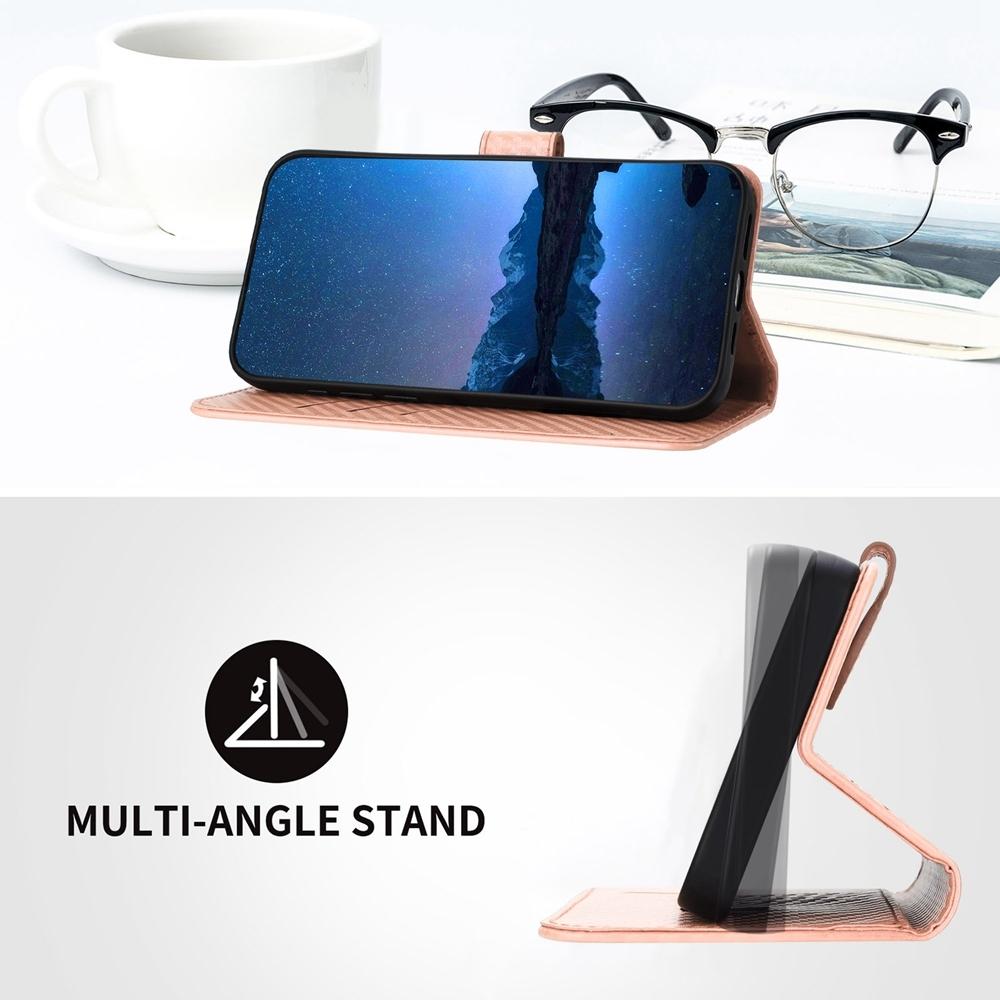V562-G209615600ADE-202505221911-07 For Samsung Galaxy Z Fold4 5G Carbon Fiber Leather Phone Case With Lanyard - Pink - Image 8