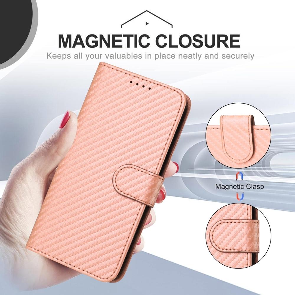 V562-G209615600ADE-202505221911-09 For Samsung Galaxy Z Fold4 5G Carbon Fiber Leather Phone Case With Lanyard - Pink - Image 10