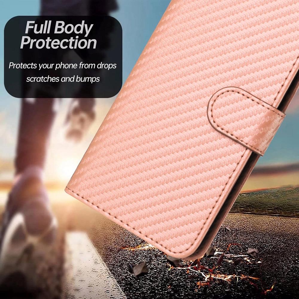 V562-G209615600ADE-202505221911-10 For Samsung Galaxy Z Fold4 5G Carbon Fiber Leather Phone Case With Lanyard - Pink - Image 11