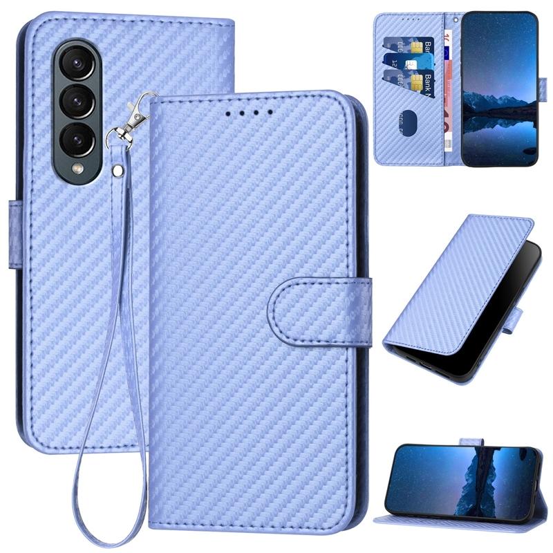 V562-G209615600ADE-202505221911-11 For Samsung Galaxy Z Fold4 5G Carbon Fiber Leather Phone Case With Lanyard - Pink - Image 12