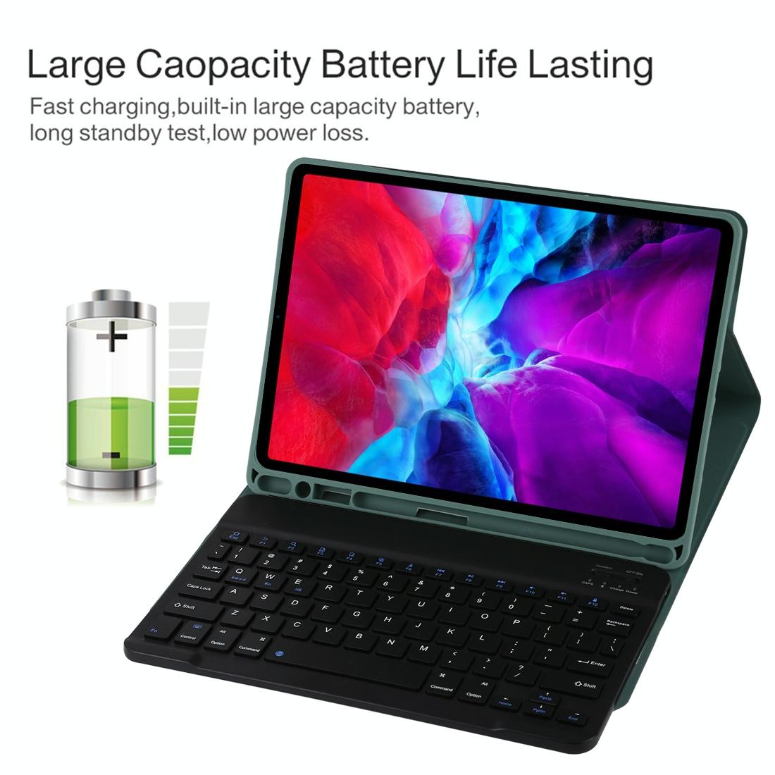 V562-G2105ORPI-202504291915-15 Bluetooth Tablet Case For Ipad Pro 11 With Detachable Microfiber Leather Pen Slot & Holder - Green - Image 16