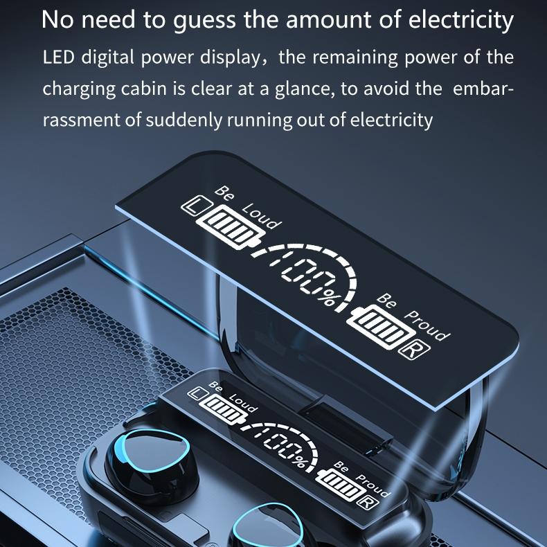 V562-G2570D6PI-202505222110-02 Wireless Bluetooth 5.0 Earphones with Digital Display and Charging Box - Green - Image 3