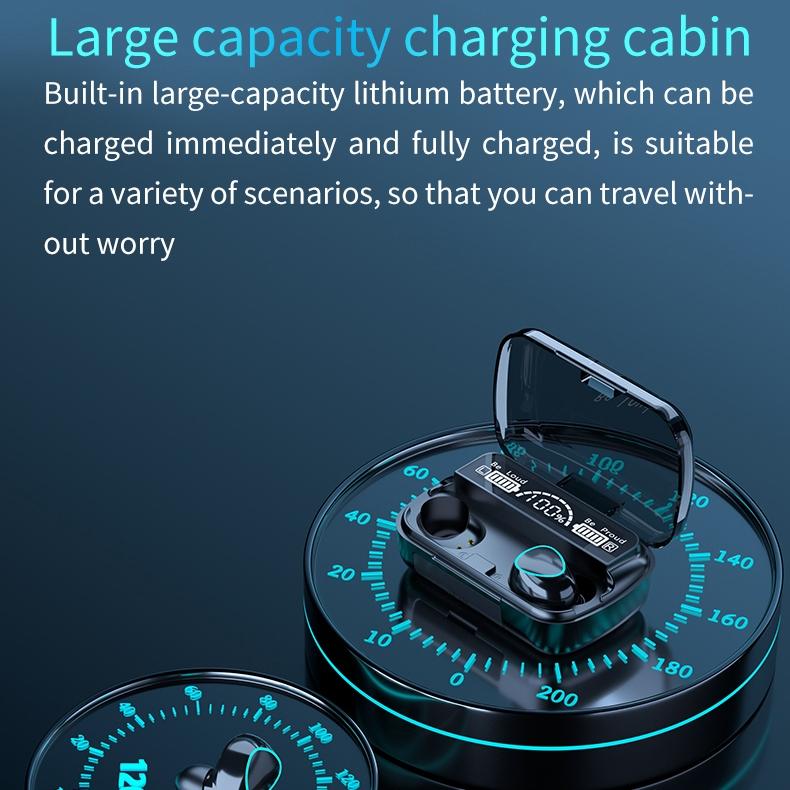 V562-G2570D6PI-202505222110-11 Wireless Bluetooth 5.0 Earphones with Digital Display and Charging Box - Green - Image 12