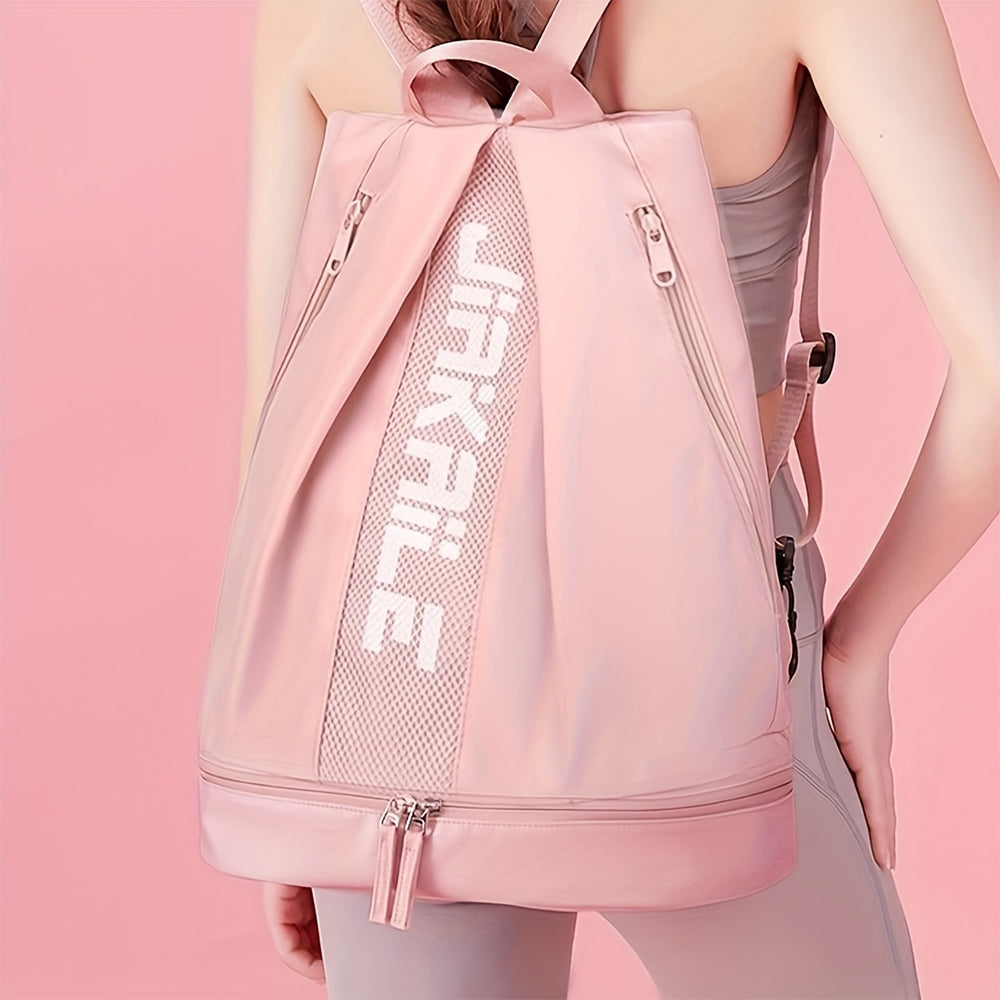 V562-GU23-J640PINK-202503261941-03 Vibe Geeks Water Resistantion Sports Backpack Gym Bag with Shoes Compartment - Pink - Image 4