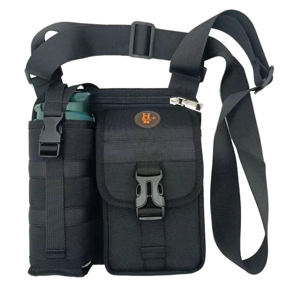 V562-GU24-JA308BLACK-202503280205-00 Vibe Geeks Waterproof Camping Wear Resistant Chest Crossbody Sling Shoulder Bags with Water Bottle Holder - Black - Image 1