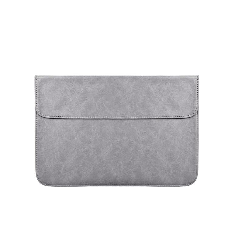 V562-H0010BL-202504021941-02 Horizontal Magnetic Leather Laptop Inner Bag - Invisible Buckle - Grey - Image 3