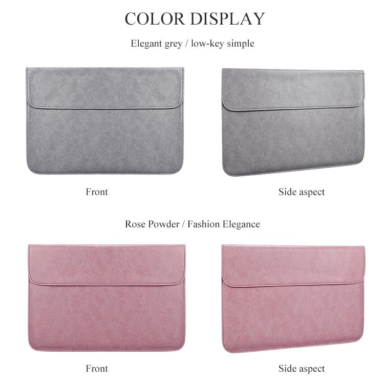 V562-H0010BL-202504021941-04 Horizontal Magnetic Leather Laptop Inner Bag - Invisible Buckle - Grey - Image 5