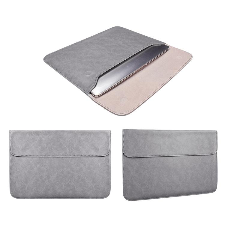V562-H0010BL-202504021941-05 Horizontal Magnetic Leather Laptop Inner Bag - Invisible Buckle - Grey - Image 6