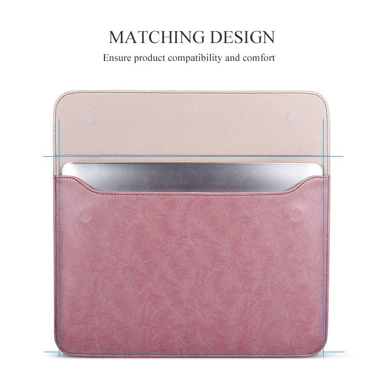 V562-H0010BL-202504021941-07 Horizontal Magnetic Leather Laptop Inner Bag - Invisible Buckle - Grey - Image 8