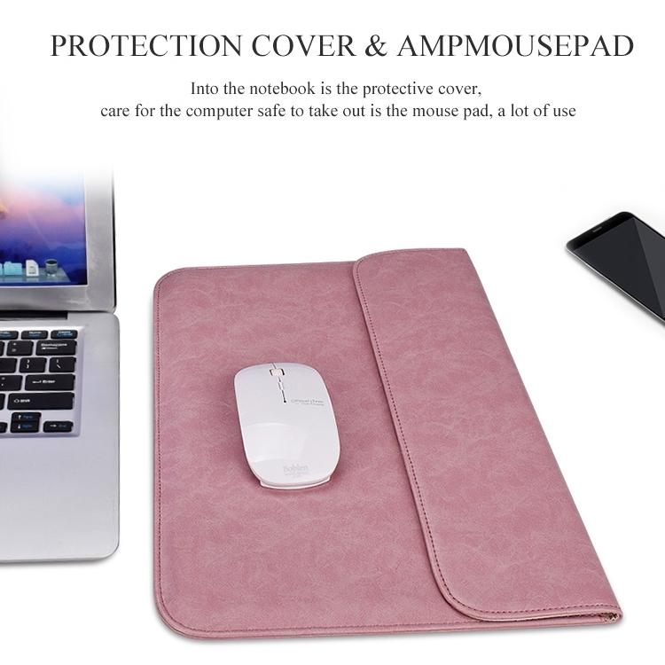 V562-H0010BL-202504021941-10 Horizontal Magnetic Leather Laptop Inner Bag - Invisible Buckle - Grey - Image 11