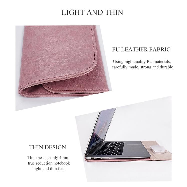 V562-H0010BL-202504021941-15 Horizontal Magnetic Leather Laptop Inner Bag - Invisible Buckle - Grey - Image 16