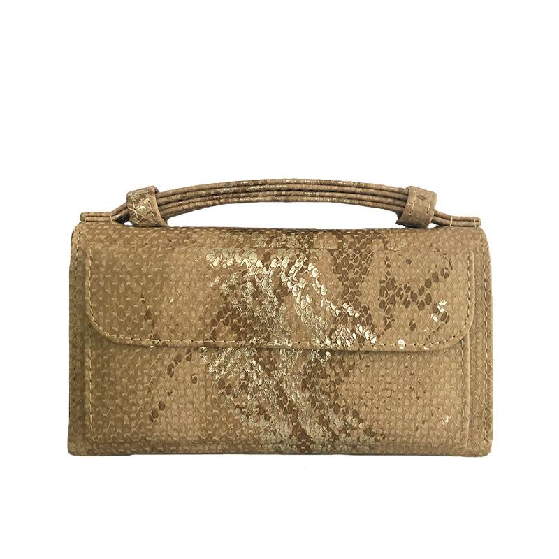 V562-H1098022750DBT-202504021920-01 Sequin Snake Print Wrist Bag - Multifunctional Chain Wallet - Khaki - Image 2