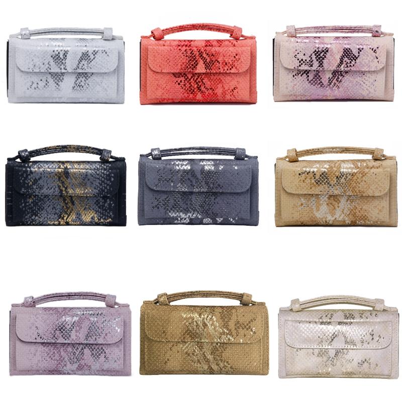 V562-H1098022750DBT-202504021920-02 Sequin Snake Print Wrist Bag - Multifunctional Chain Wallet - Khaki - Image 3