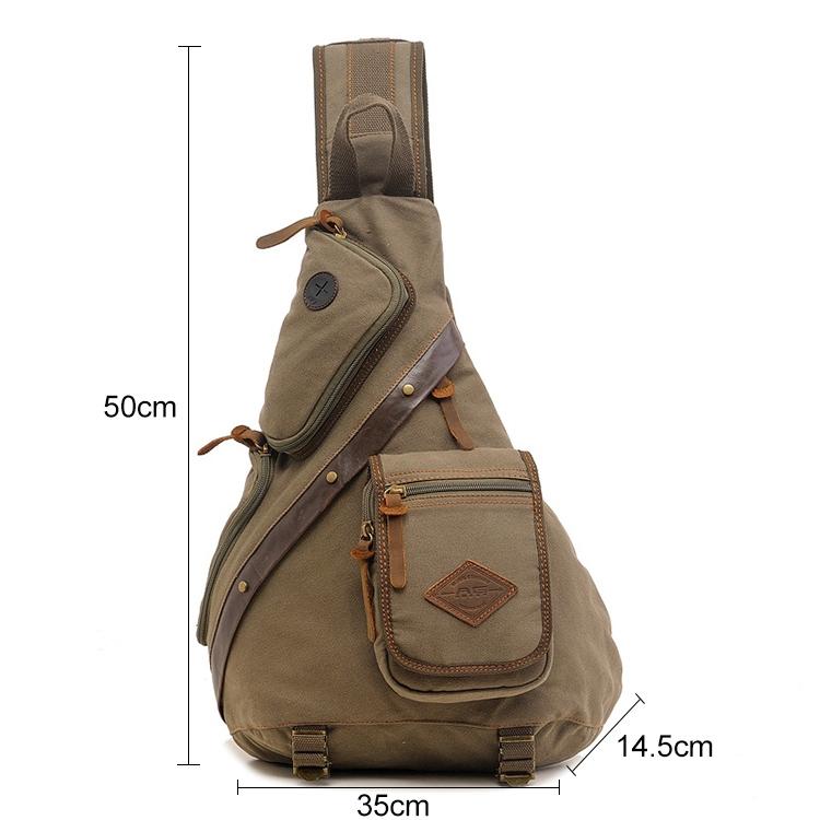 V562-K3322BCC-202503041253-02 Multi Function Canvas Chest Bag Shoulder Messenger Crossby Bag - Khaki - Image 3
