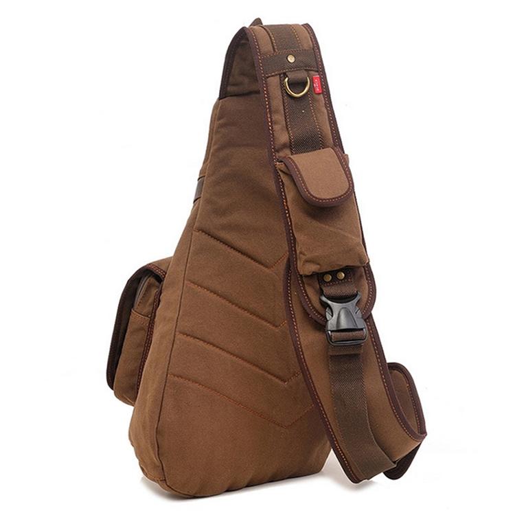 V562-K3322BCC-202503041253-04 Multi Function Canvas Chest Bag Shoulder Messenger Crossby Bag - Khaki - Image 5