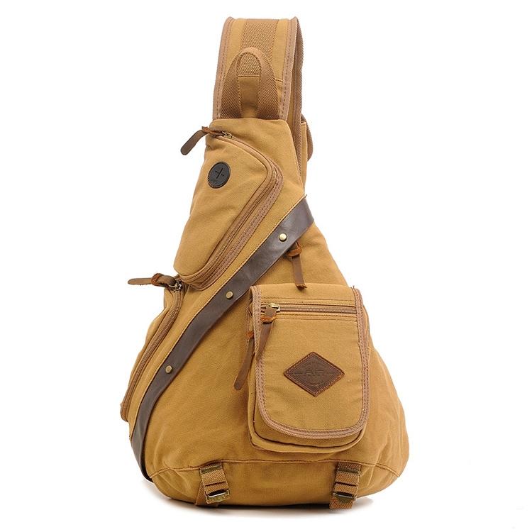 V562-K3322BCC-202503041253-08 Multi Function Canvas Chest Bag Shoulder Messenger Crossby Bag - Khaki - Image 9