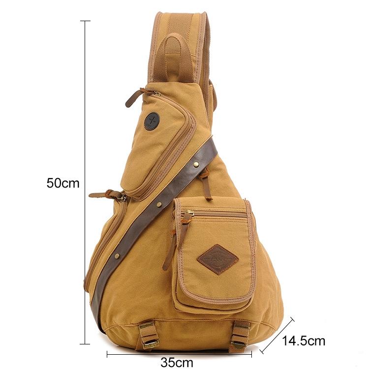 V562-K3322BCC-202503041253-09 Multi Function Canvas Chest Bag Shoulder Messenger Crossby Bag - Khaki - Image 10