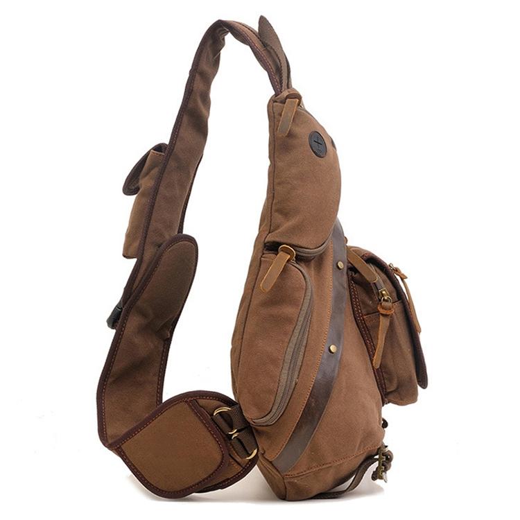 V562-K3322BCC-202503041253-10 Multi Function Canvas Chest Bag Shoulder Messenger Crossby Bag - Khaki - Image 11