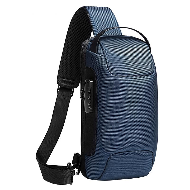 V562-L2872GO-202503032021-00 Waterproof Anti Theft Crossbody Chest Bag Men Oxford Cloth 34X18X10Cm - Blue - Image 1