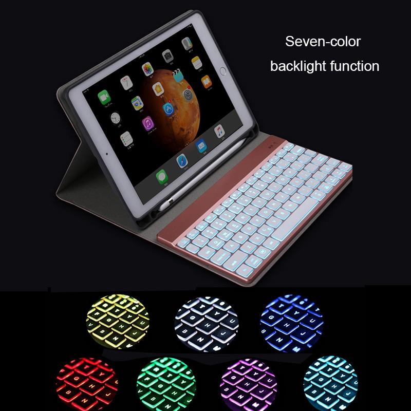 V562-L7200IRP-202504291921-09 Detachable Bluetooth Keyboard & Leather Tablet Case For Ipad Pro / Air 9.7 With Colourful Backlight & Holder - Blue - Image 10