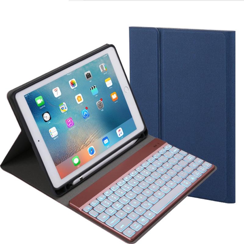 V562-L7200IRP-202504291921-12 Detachable Bluetooth Keyboard & Leather Tablet Case For Ipad Pro / Air 9.7 With Colourful Backlight & Holder - Blue - Image 13