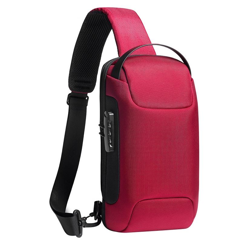 V562-R2872GO-202503032021-00 Waterproof Anti Theft Crossbody Chest Bag Men Oxford Cloth 34X18X10Cm - Red - Image 1