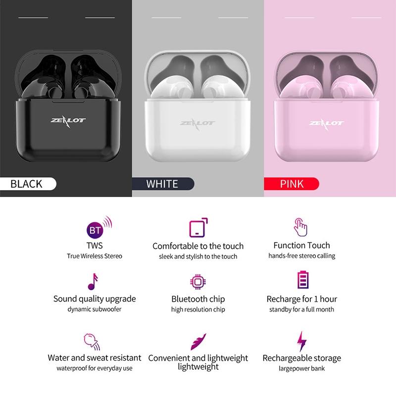 V562-W5370D6PI-202502241240-06 Wireless Bluetooth 5.0 Earbuds with Charging Case - T3 Tws - White - Image 7