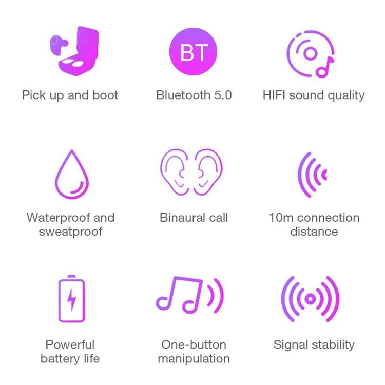 V562-W7061D6PI-202505231843-13 Waterproof Bluetooth Earphones with Magnetic Charging Box - 5.0 - White - Image 14