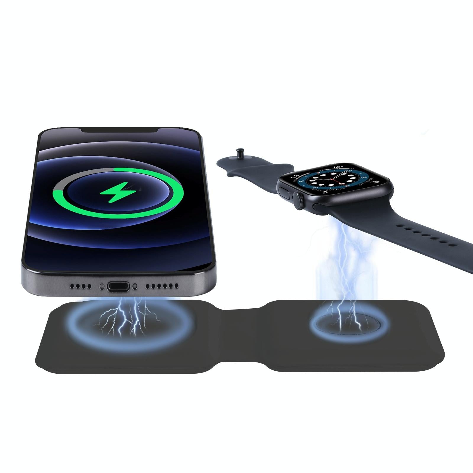 V562-W7670G8PI-202504211930-15 Foldable Dual Wireless Charger For Phones Iwatch Airpods - White - Image 16