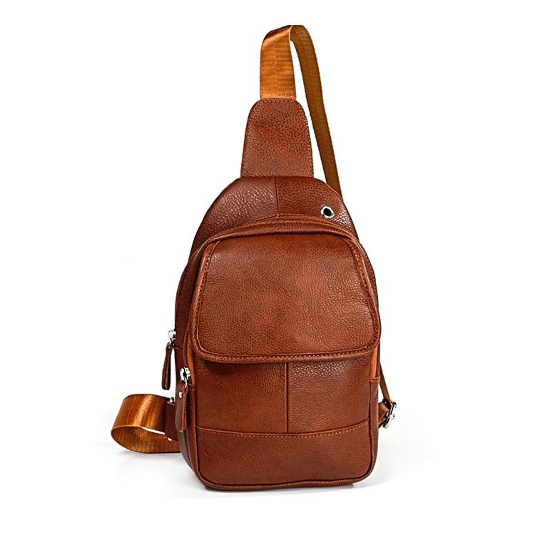 V562-Z8410BCC-202505191705-00 Men Litchi Texture Full Grain Cowhide Crossbody Bag - Brown - Image 1