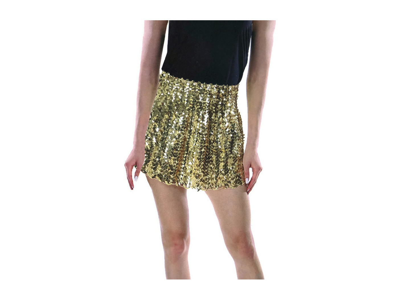 V563-12085-GOLD-202505261846-03 Ladies Adult Deluxe SEQUIN SKIRT Party Costume Dress Up Bling Fringe Tassel - Gold - Image 4