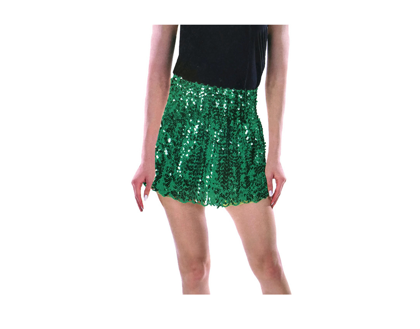 V563-12085-GREEN-202503052135-03 Ladies Adult Deluxe SEQUIN SKIRT Party Costume Dress Up Bling Fringe Tassel - Green - Image 4