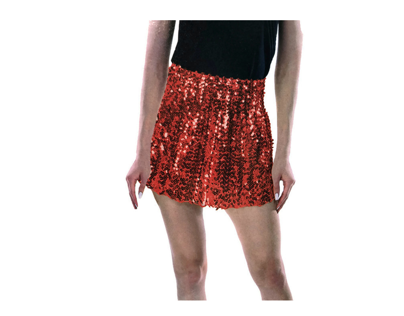V563-12085-RED-202503052130-03 Ladies Adult Deluxe SEQUIN SKIRT Party Costume Dress Up Bling Fringe Tassel - Red - Image 4