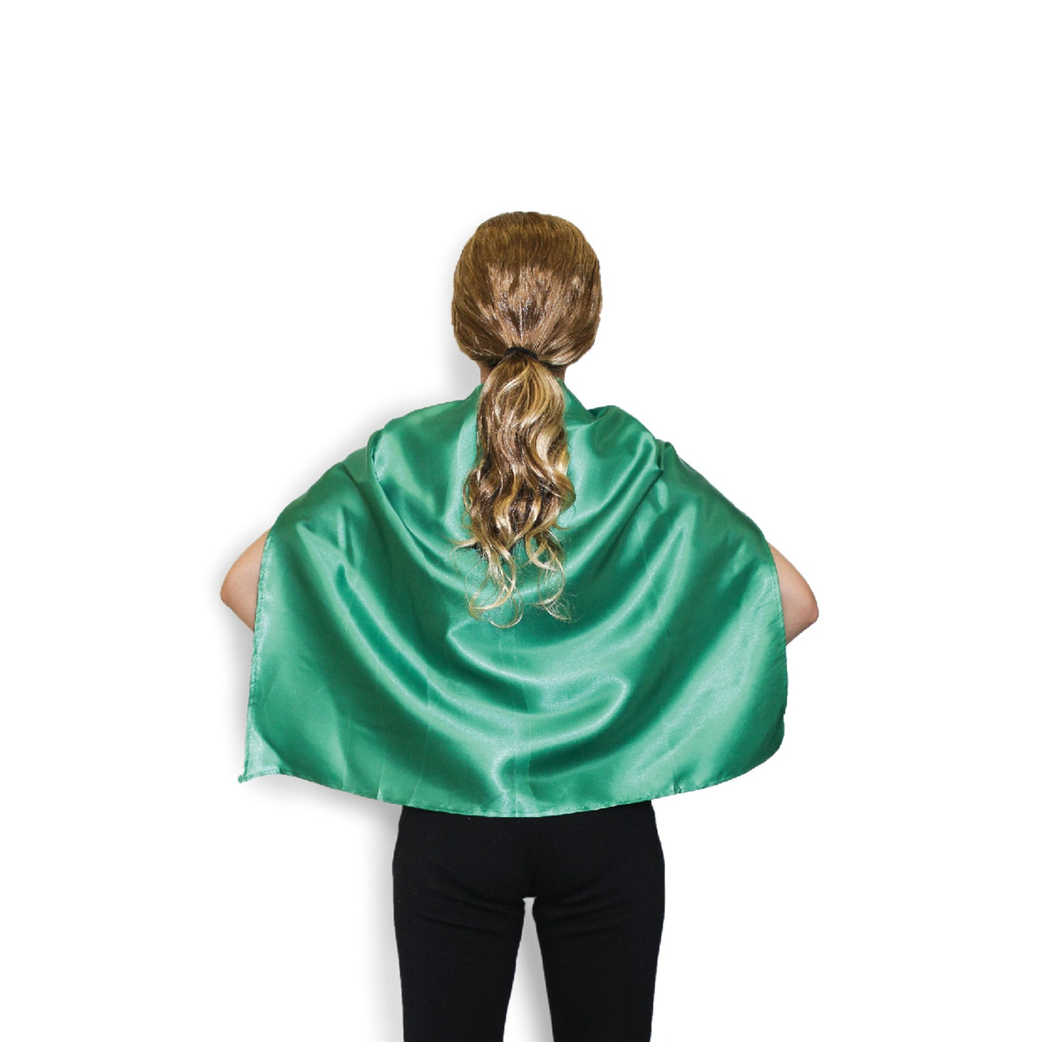 V563-12181-GRN-202507251130-01 SHORT CAPE Kids Childrens Party Costume Vampire Coat School Team Colours - Green - Image 2