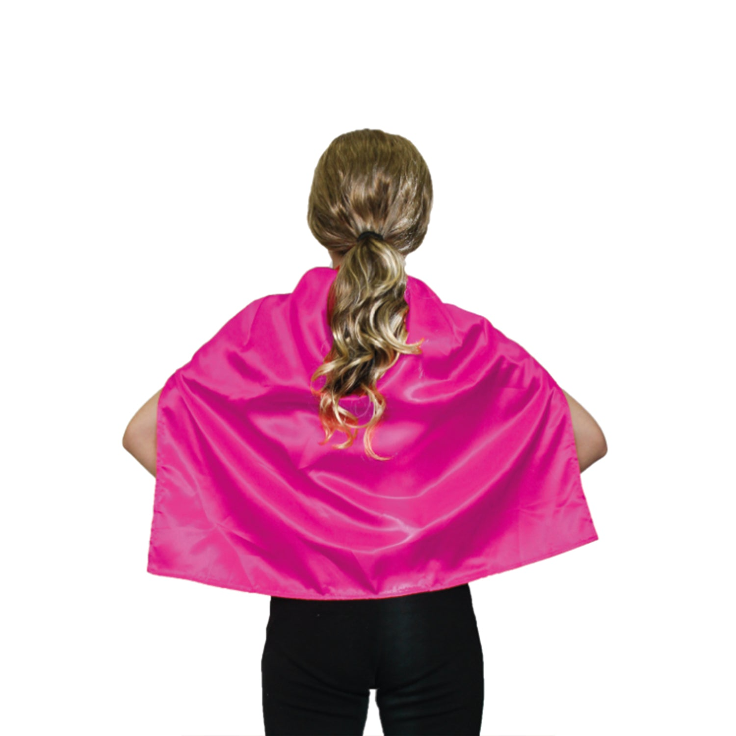 V563-12181-HOTPINK-202507251130-01 SHORT CAPE Kids Childrens Party Costume Vampire Coat School Team Colours - Hot Pink - Image 2