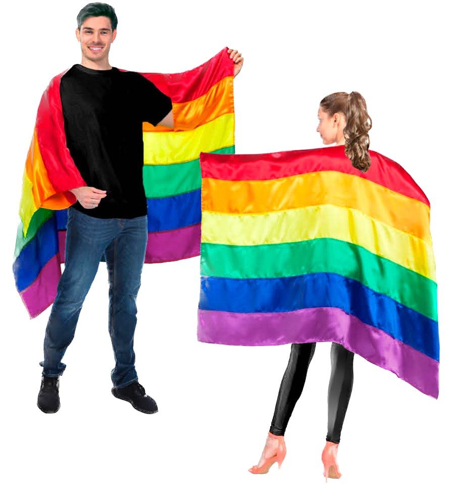 V563-13301-184872-01 Rainbow Flag Cape Banner Decor Pride Mardi Gras - 150cm x 90cm - Image 2