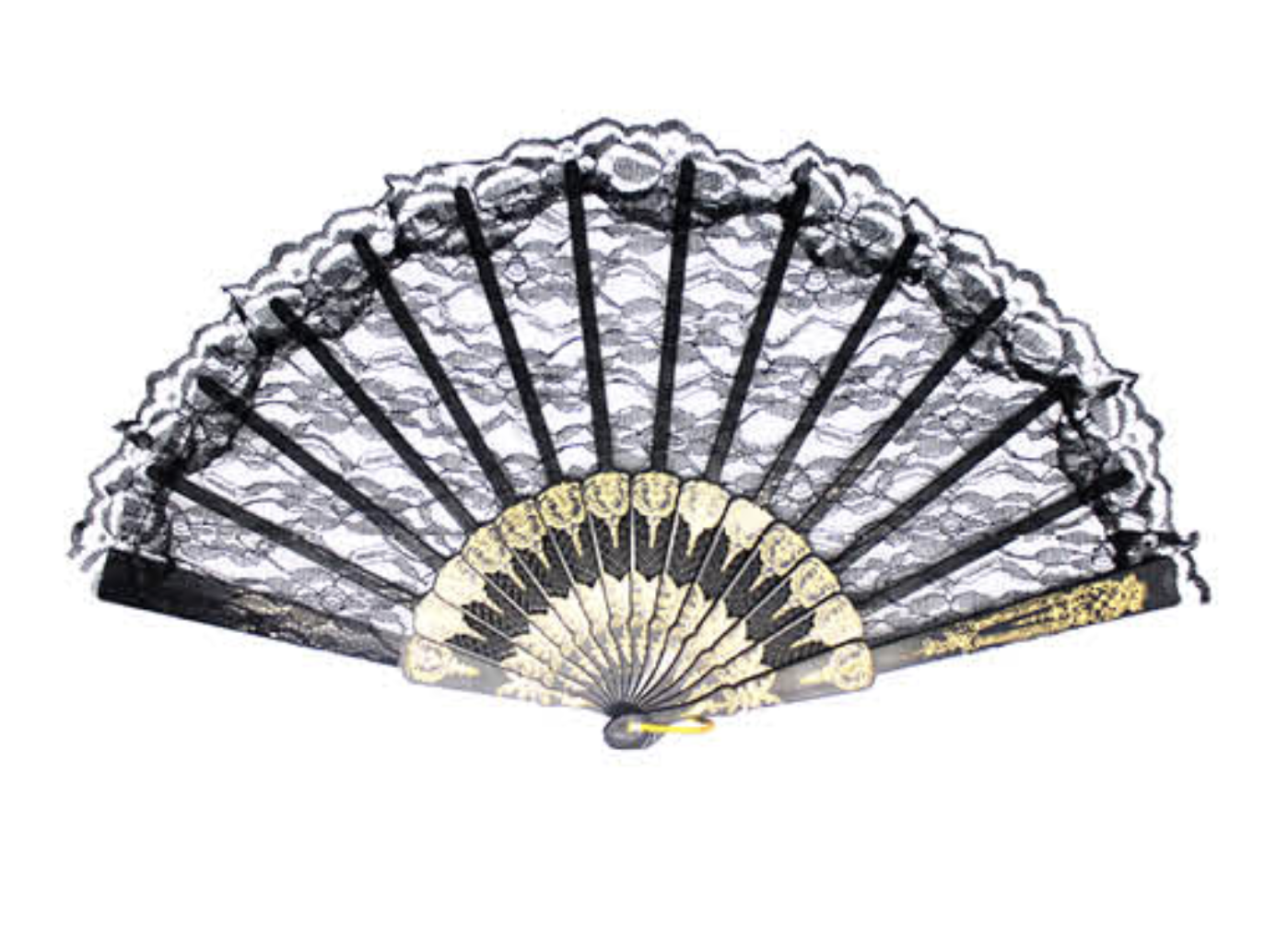V563-13700-BLK-202503052135-01 LACE FAN Hand Folding Wedding Party Bridal Spanish Costume Accessory - Black - Image 2