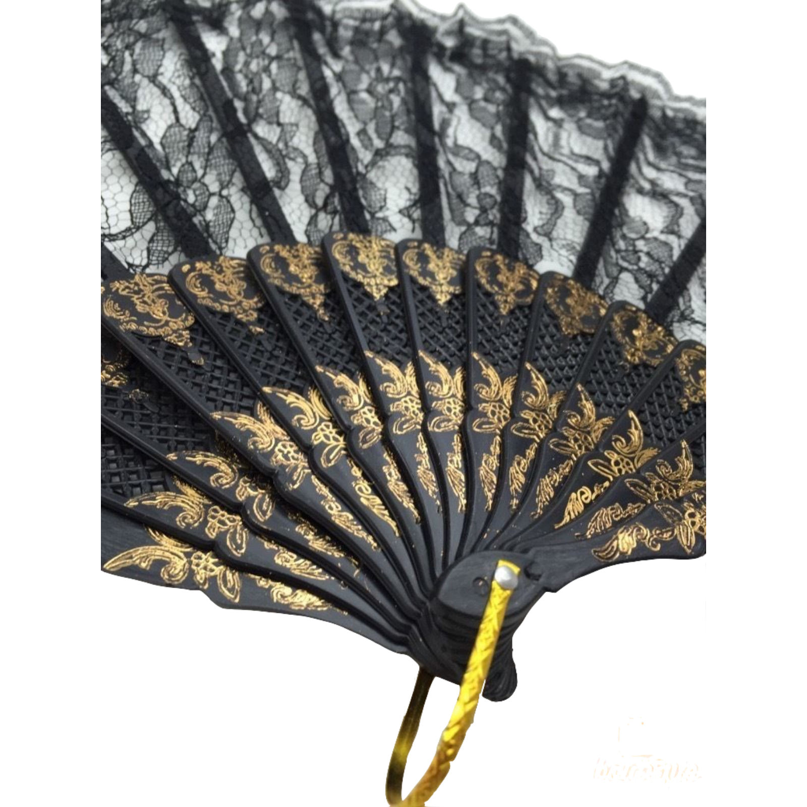 V563-13700-BLK-202503052135-02 LACE FAN Hand Folding Wedding Party Bridal Spanish Costume Accessory - Black - Image 3