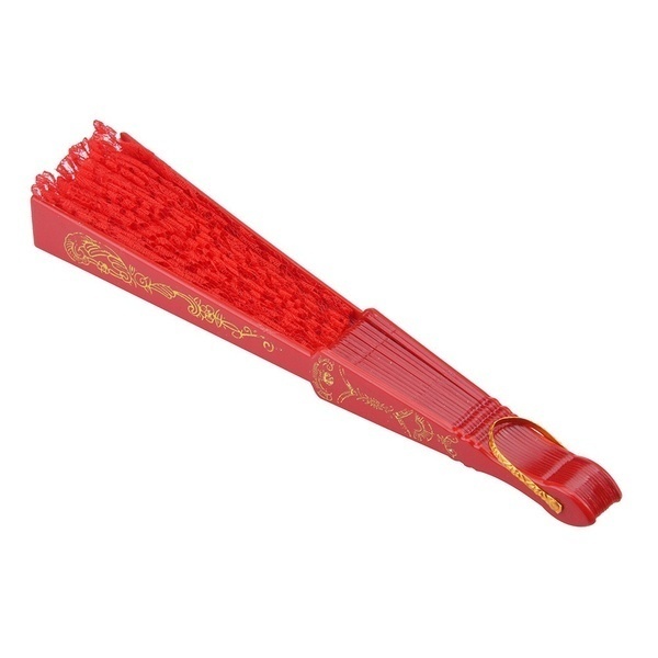V563-13700-RED-202503052140-02 LACE FAN Hand Folding Wedding Party Bridal Spanish Costume Accessory - Red - Image 3