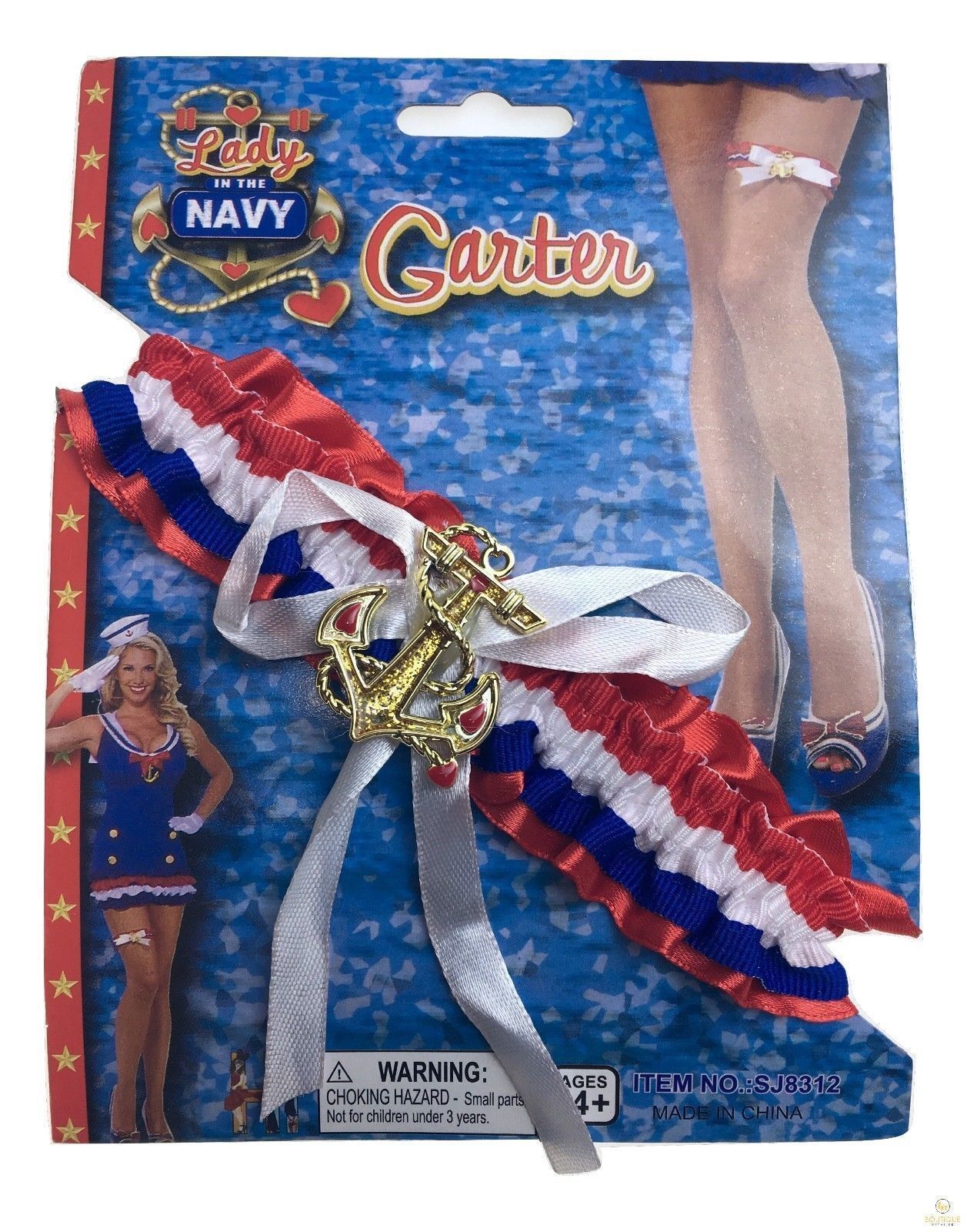 V563-14284-184854-02 Ladies Navy Sailors Garter Party Costume Wedding Thigh Band Halloween Sailor - Image 3